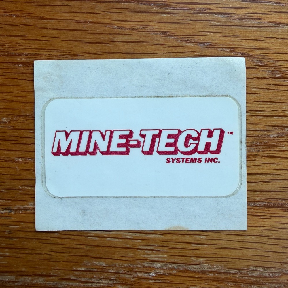 Vintage Mine-Tech Systems Inc Sticker Decal Red White Industrial Tech Logo